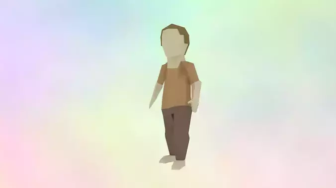 Rigged LowPoly Character   Man with shirt and trousers