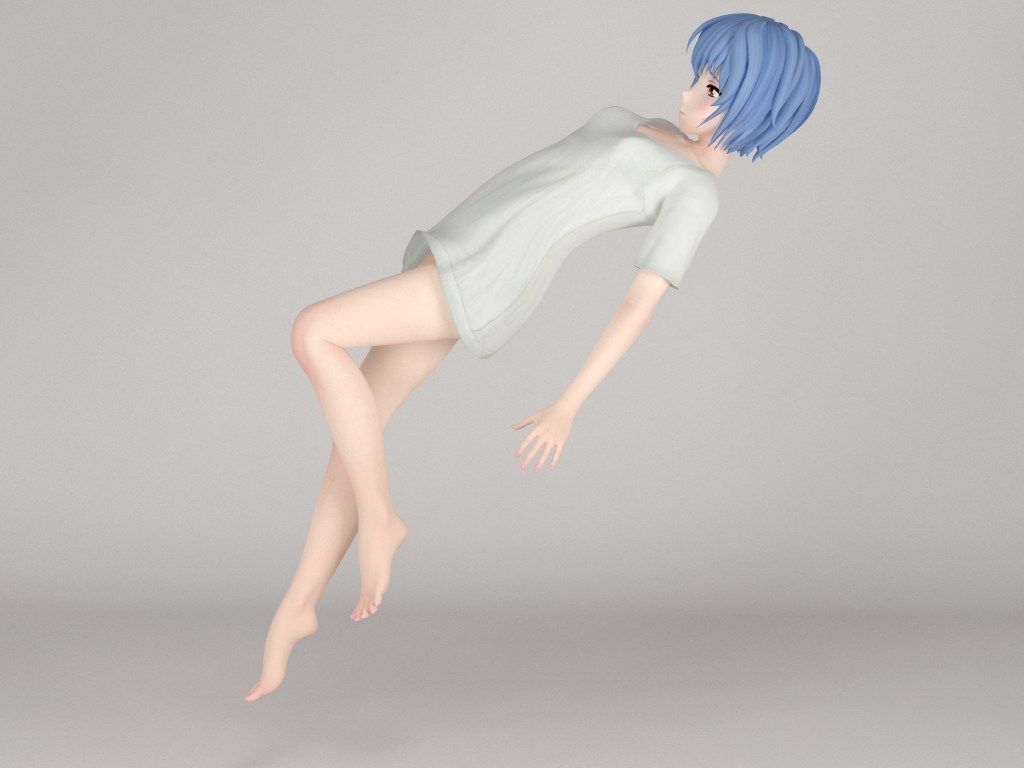 Rei Ayanami anime girl pose 02 3D model_7