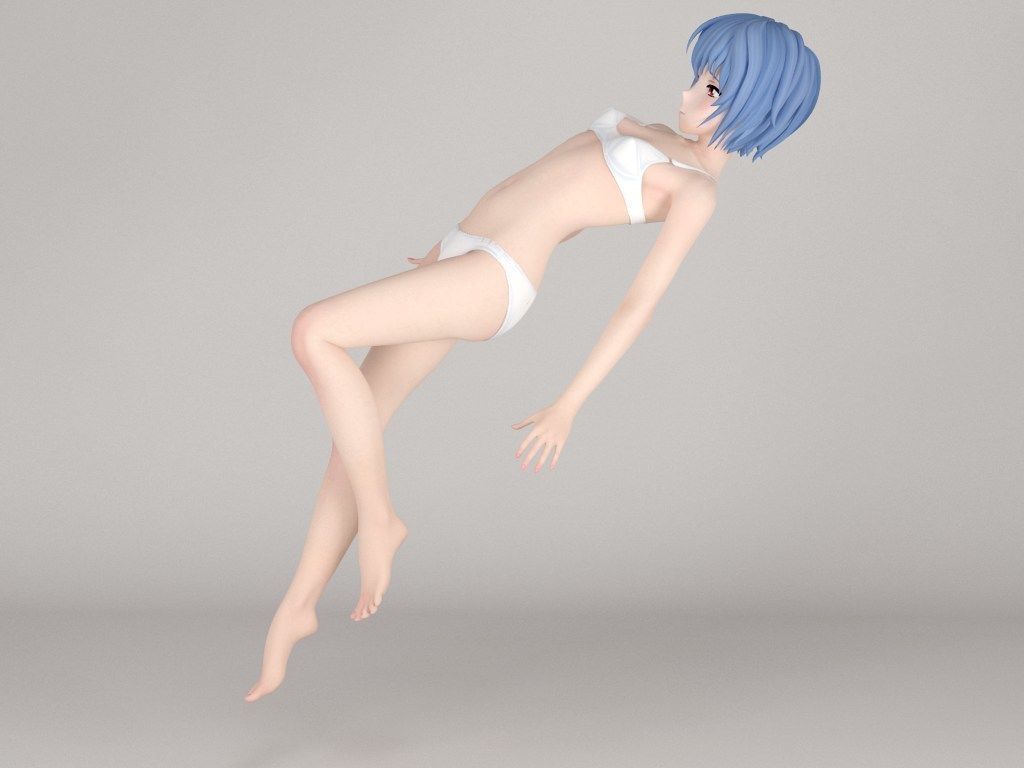 Rei Ayanami anime girl pose 02 3D model_8