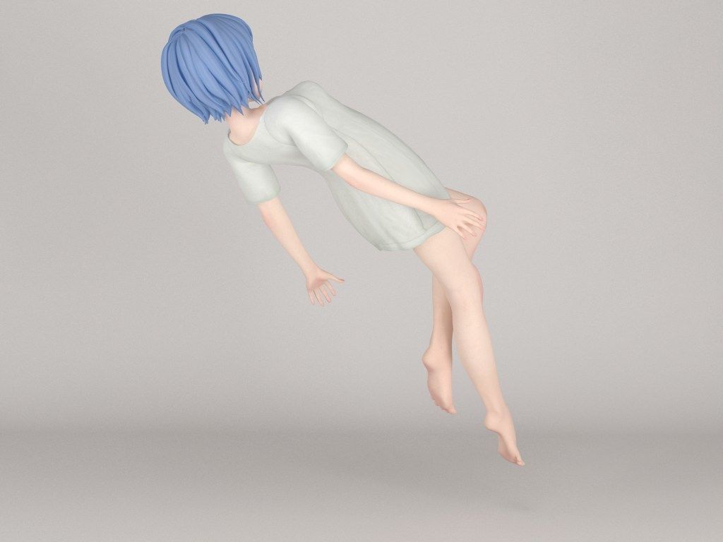 Rei Ayanami anime girl pose 02 3D model_12