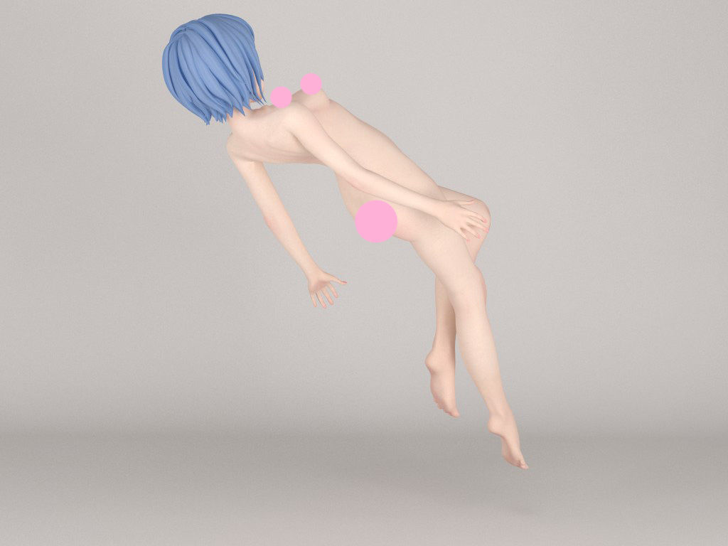 Rei Ayanami anime girl pose 02 3D model_14