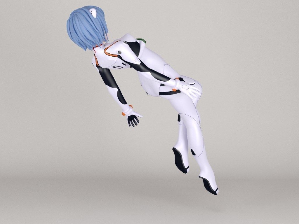 Rei Ayanami anime girl pose 02 3D model_10