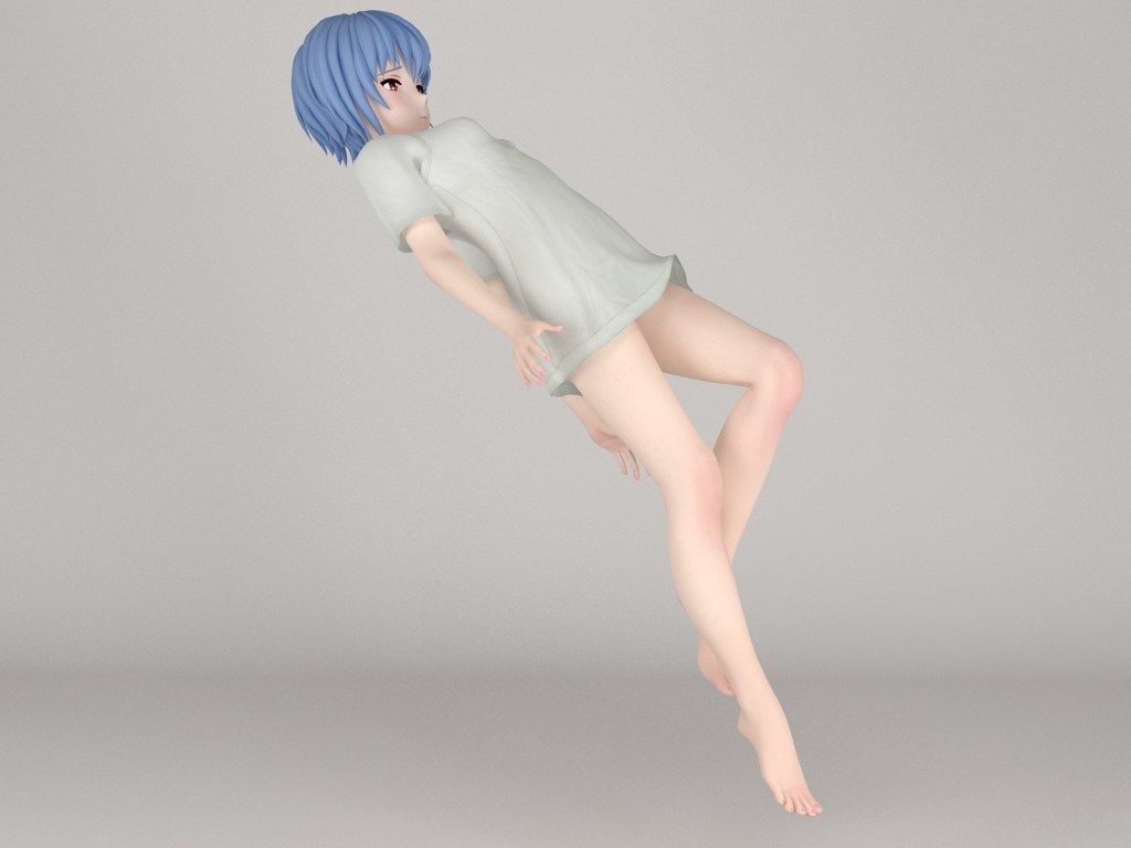 Rei Ayanami anime girl pose 02 3D model_17