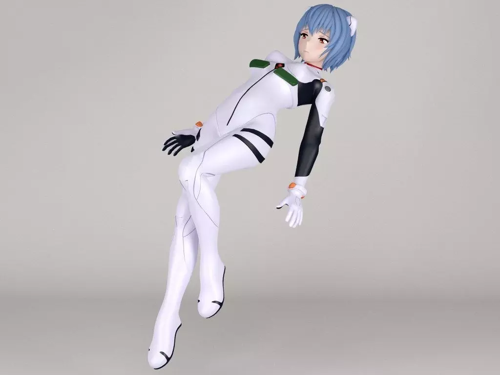 Rei Ayanami anime girl pose 02 3D model_0
