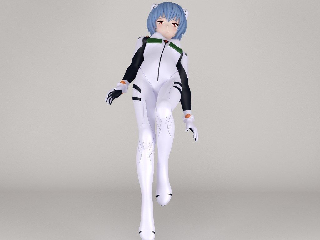 Rei Ayanami anime girl pose 02 3D model_20