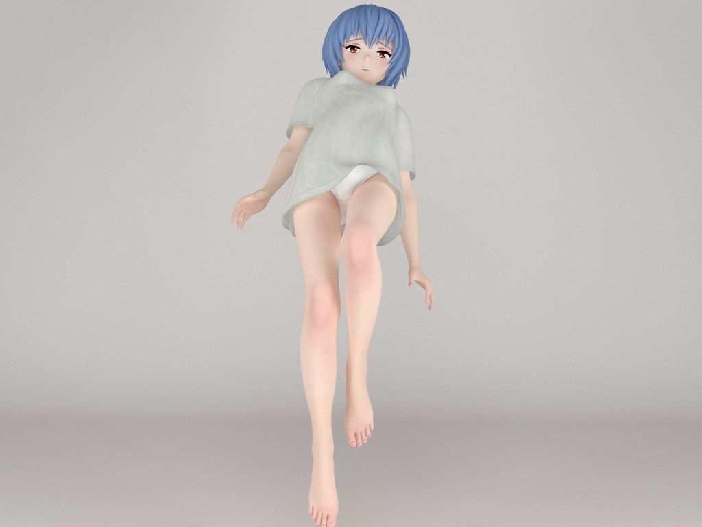 Rei Ayanami anime girl pose 02 3D model_22
