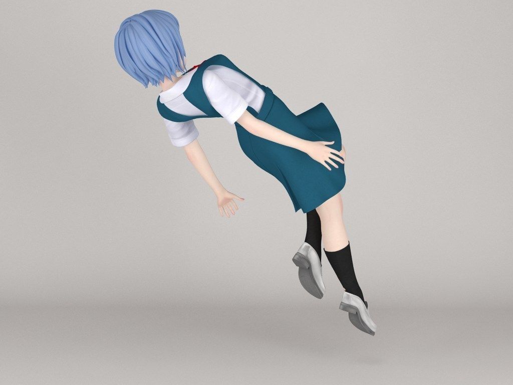 Rei Ayanami anime girl pose 02 3D model_11