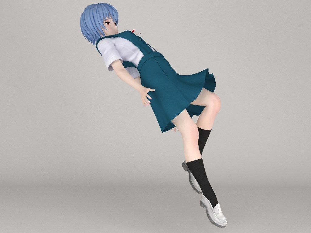 Rei Ayanami anime girl pose 02 3D model_16