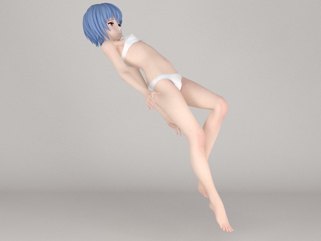 Rei Ayanami anime girl pose 02 3D model_18