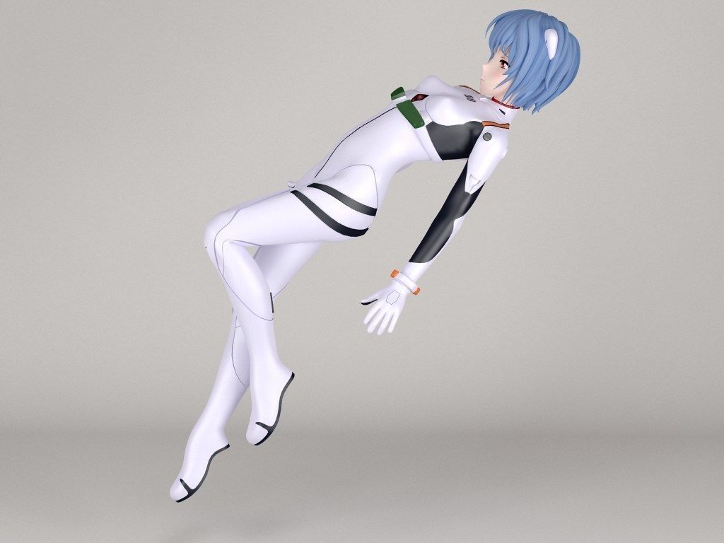 Rei Ayanami anime girl pose 02 3D model_5