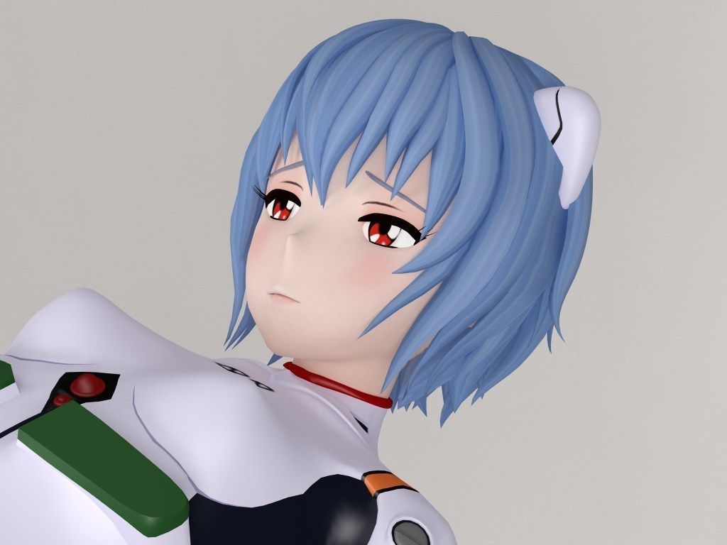 Rei Ayanami anime girl pose 02 3D model_25