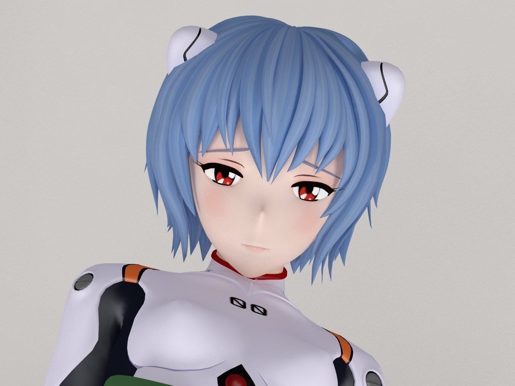 Rei Ayanami anime girl pose 02 3D model_26