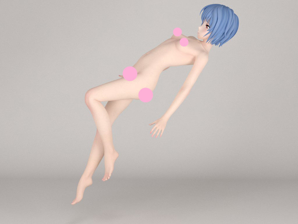 Rei Ayanami anime girl pose 02 3D model_9