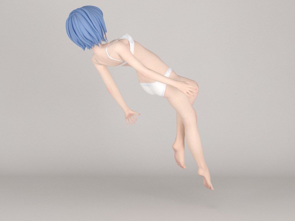 Rei Ayanami anime girl pose 02 3D model_13