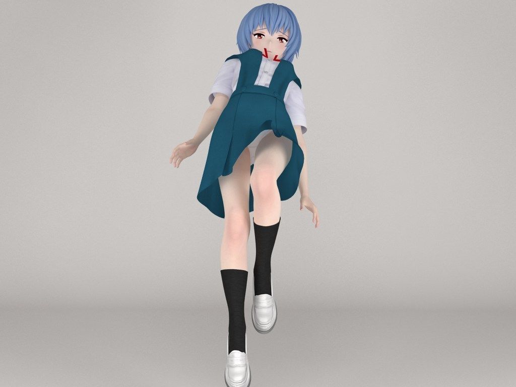 Rei Ayanami anime girl pose 02 3D model_21