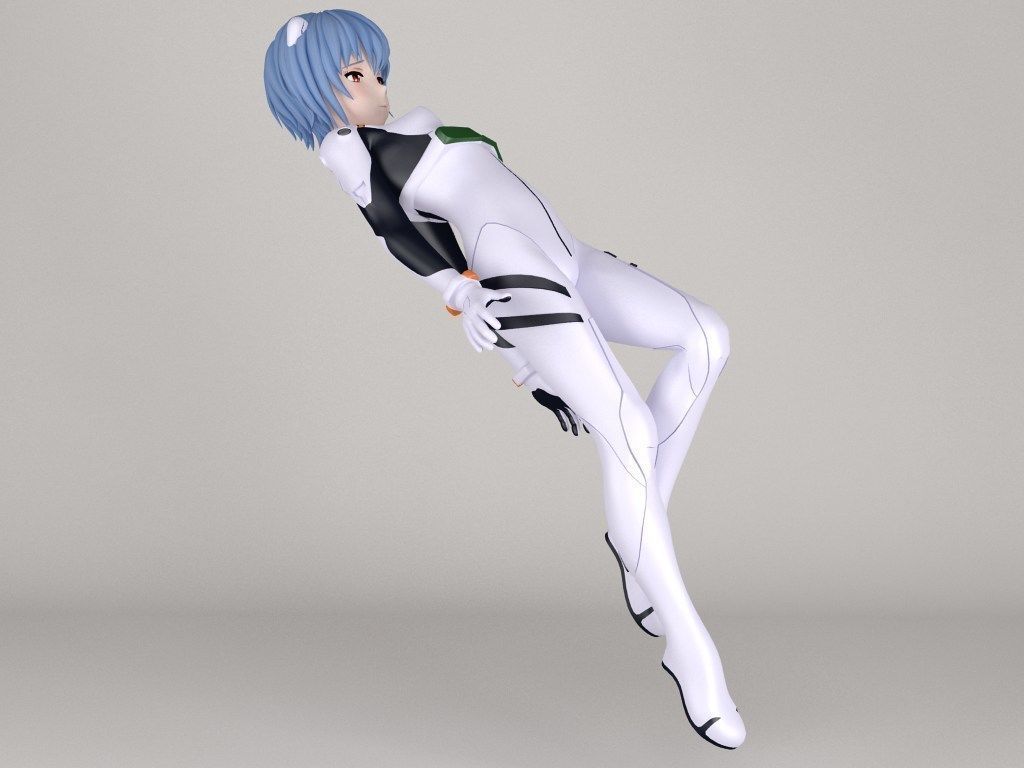 Rei Ayanami anime girl pose 02 3D model_15