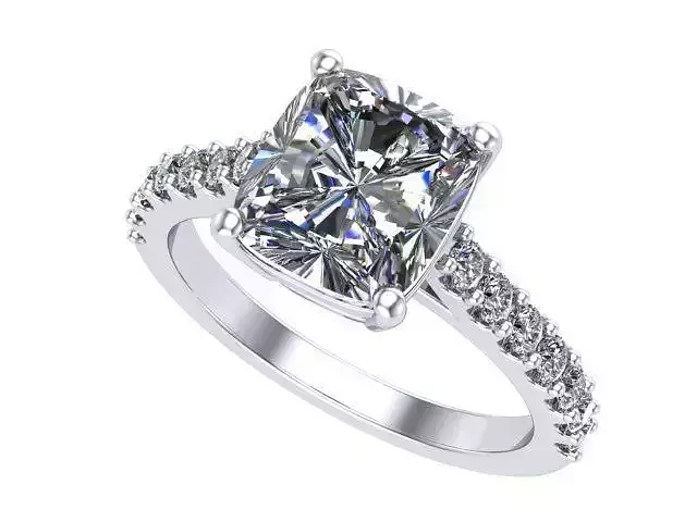 Cushion Share Prong set ring