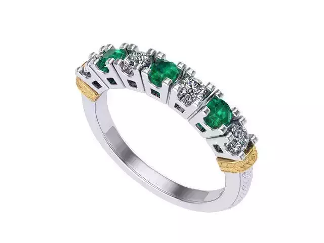 Emerald and Diamonds Band