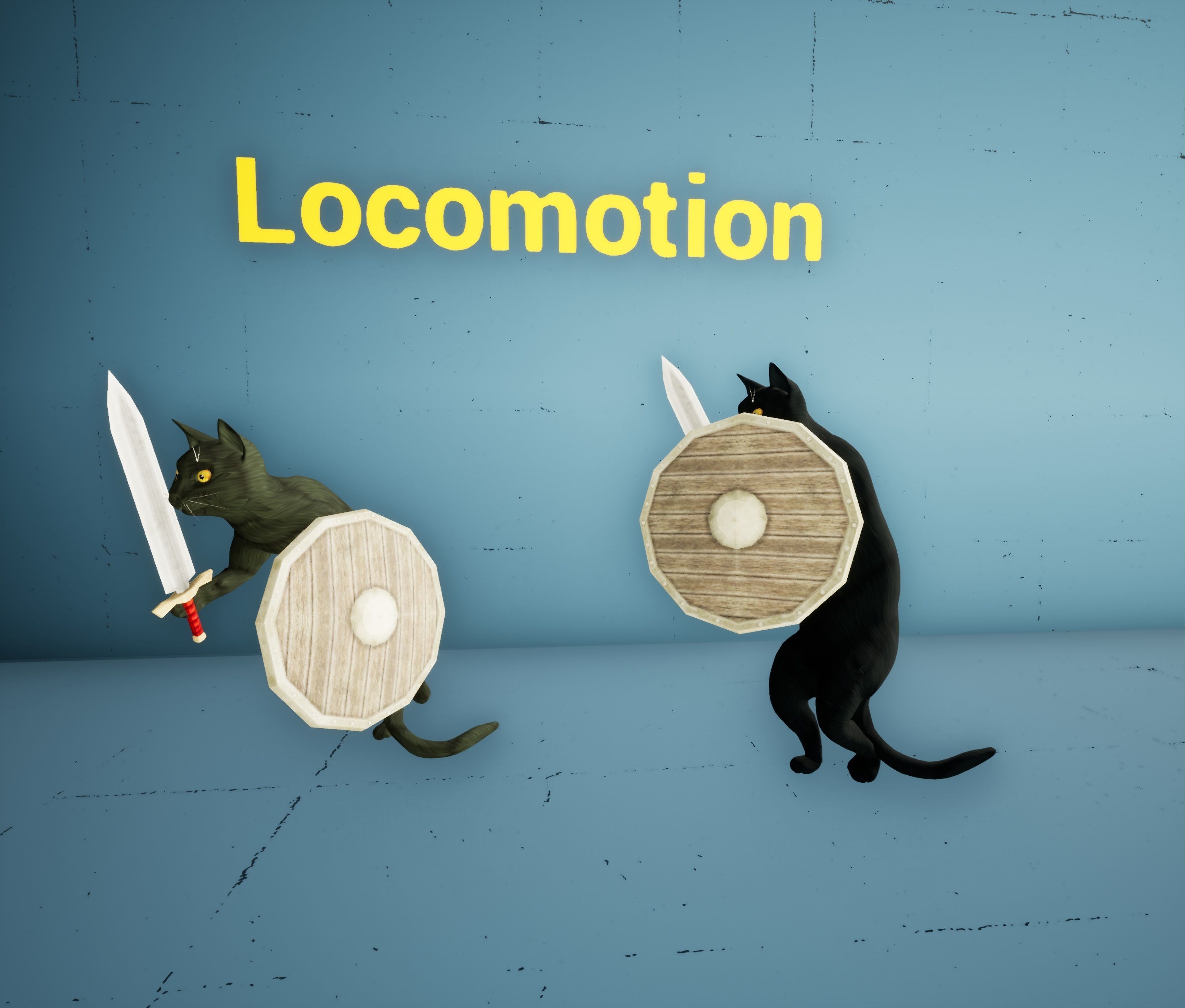Warrior Cat Animated Character 50 Animations Sword and Shield Low-poly 3D model_4
