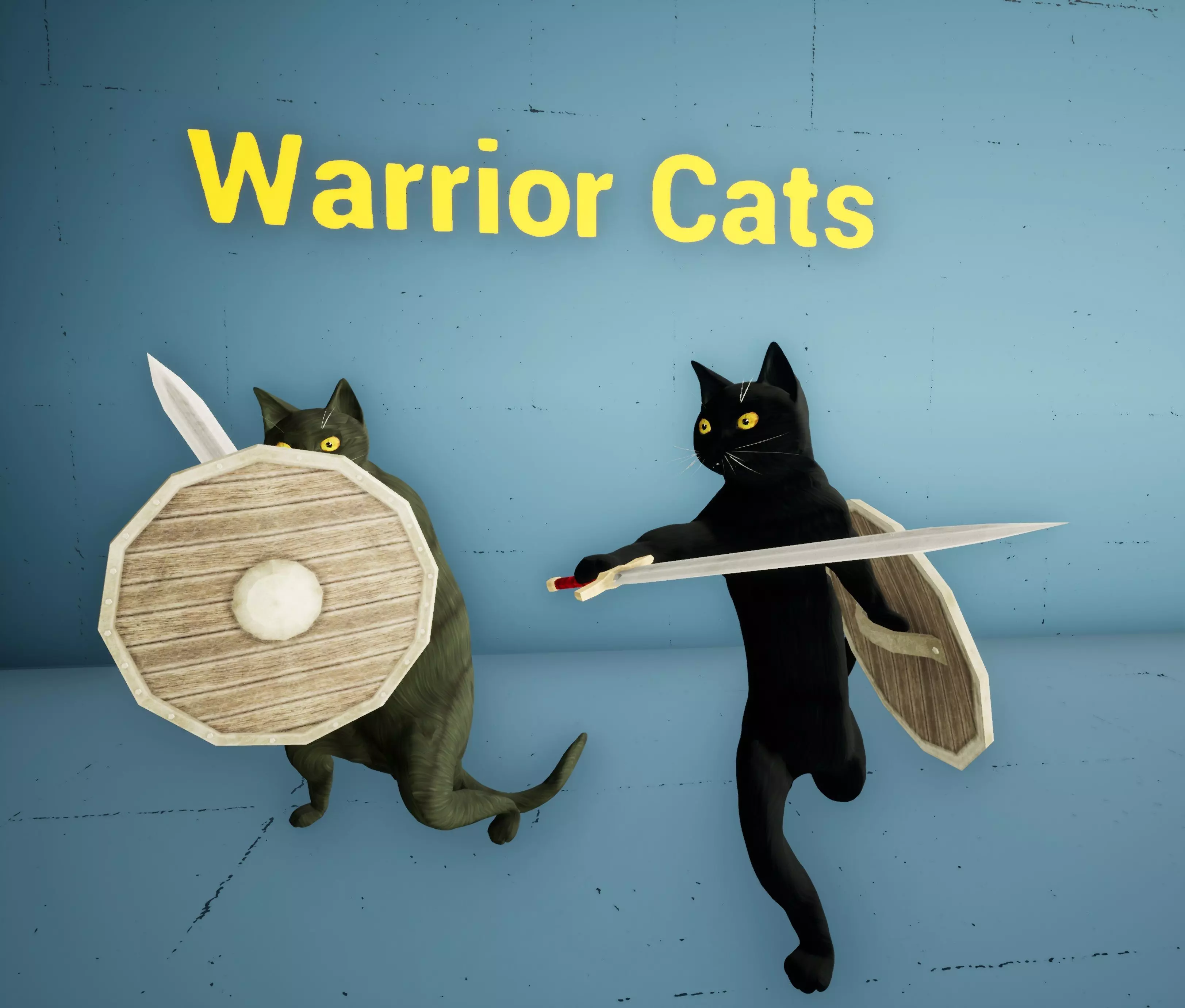 Warrior Cat Animated Character 50 Animations Sword and Shield Low-poly 3D model_0