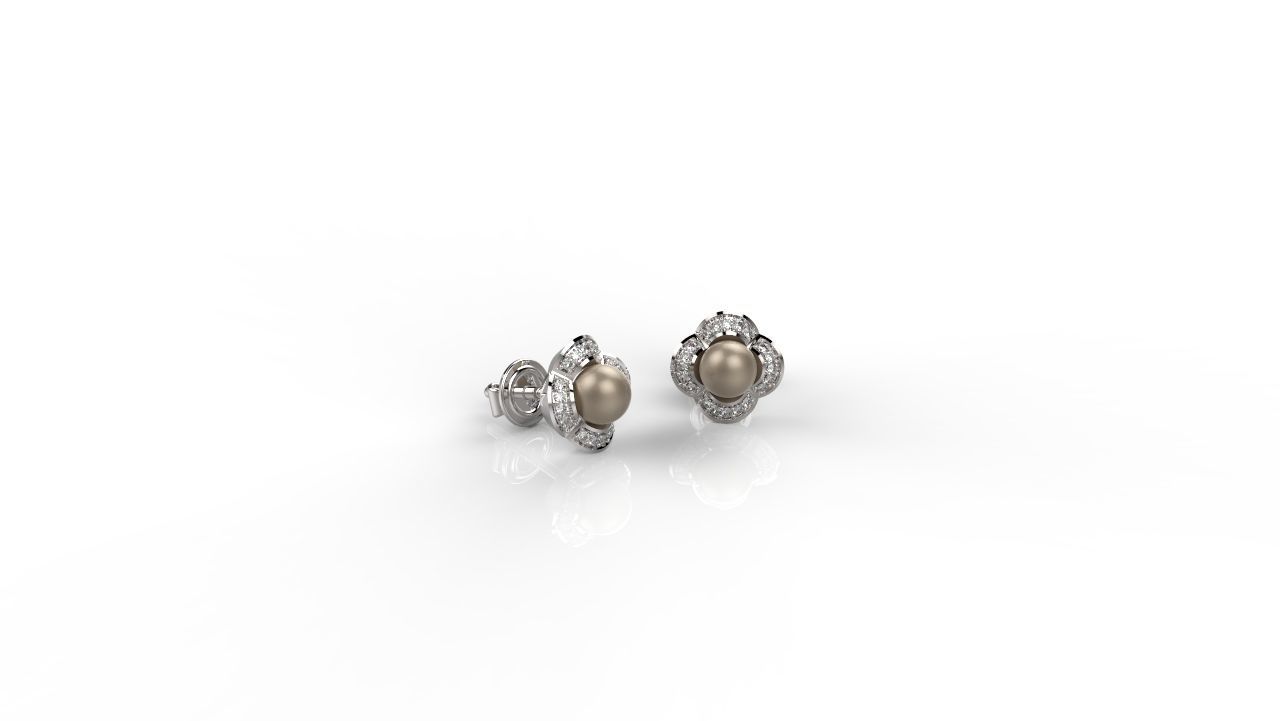 Ring and Earring of Pearls Classico flower 3D print model_5
