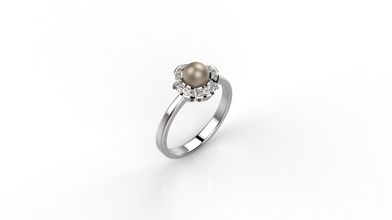 Ring and Earring of Pearls Classico flower 3D print model_2