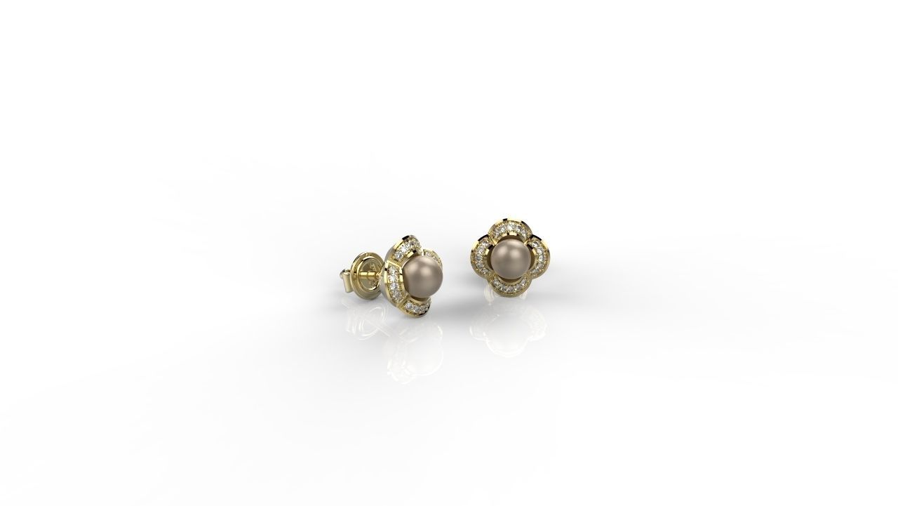 Ring and Earring of Pearls Classico flower 3D print model_6