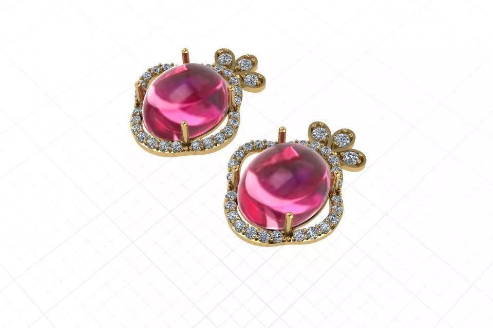 Jewelry tourmaline ring with diamonds Free 3D model