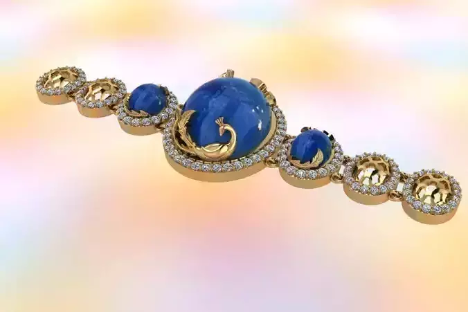 Jewelry gold and lapis lazuli brooch with diamonds
