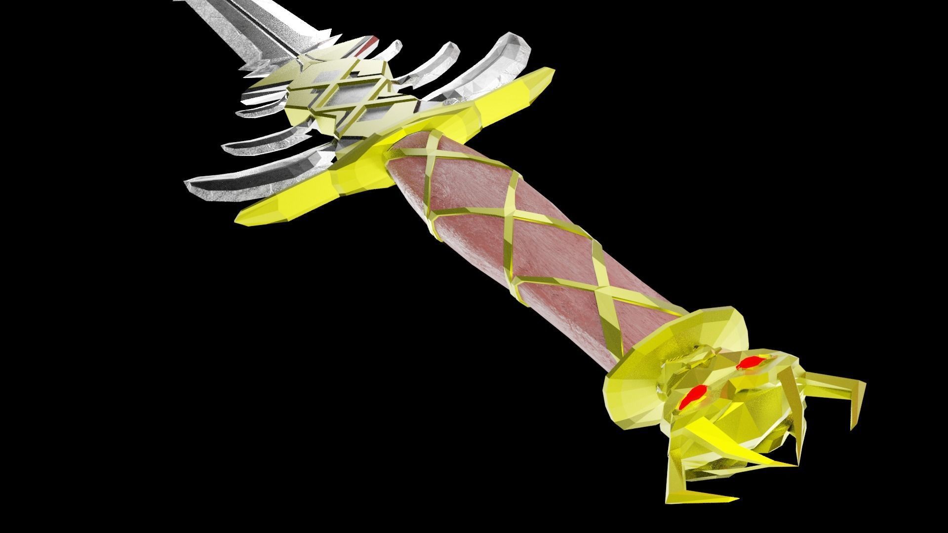 Two handed sword Low-poly 3D model_3