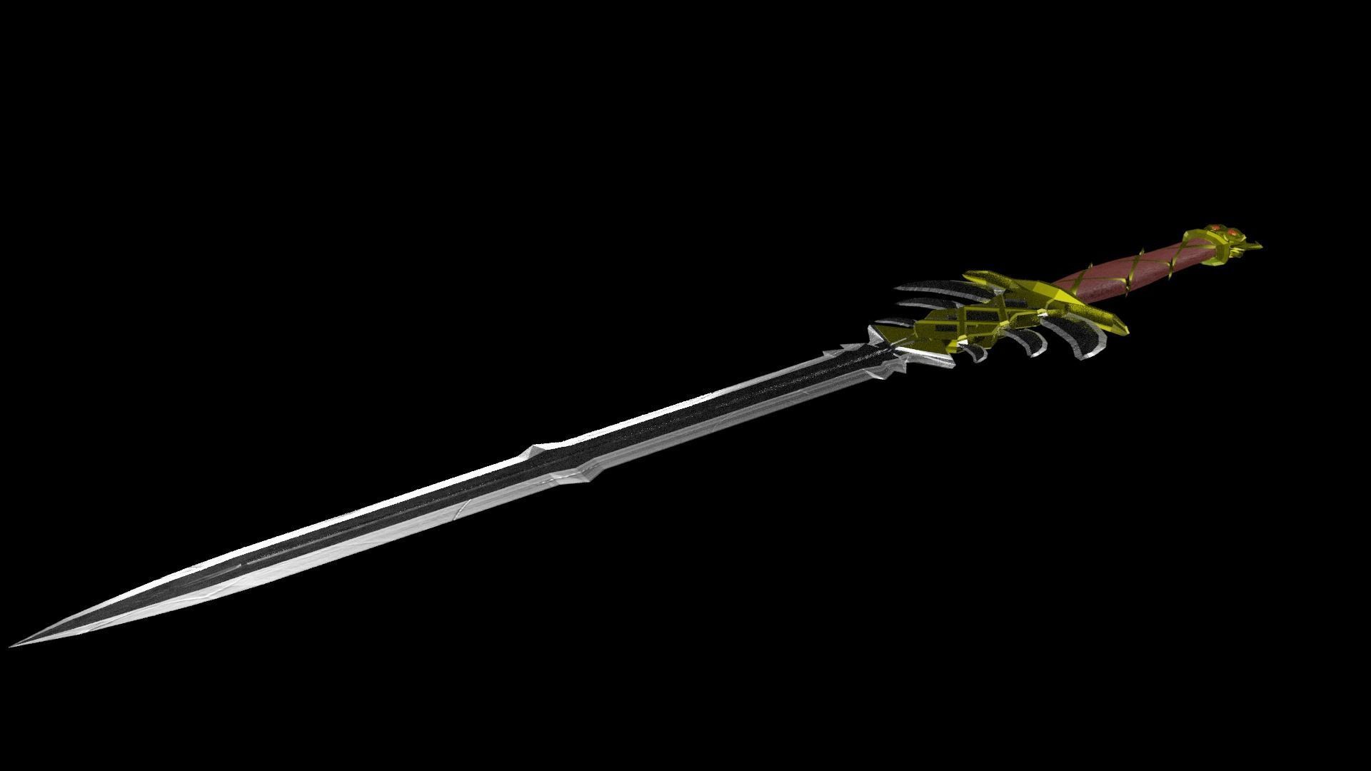 Two handed sword Low-poly 3D model_6