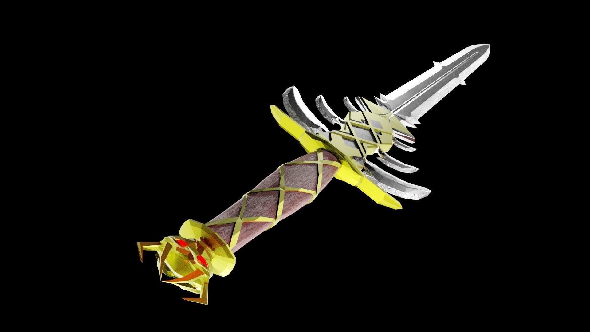 Two handed sword Low-poly 3D model_2