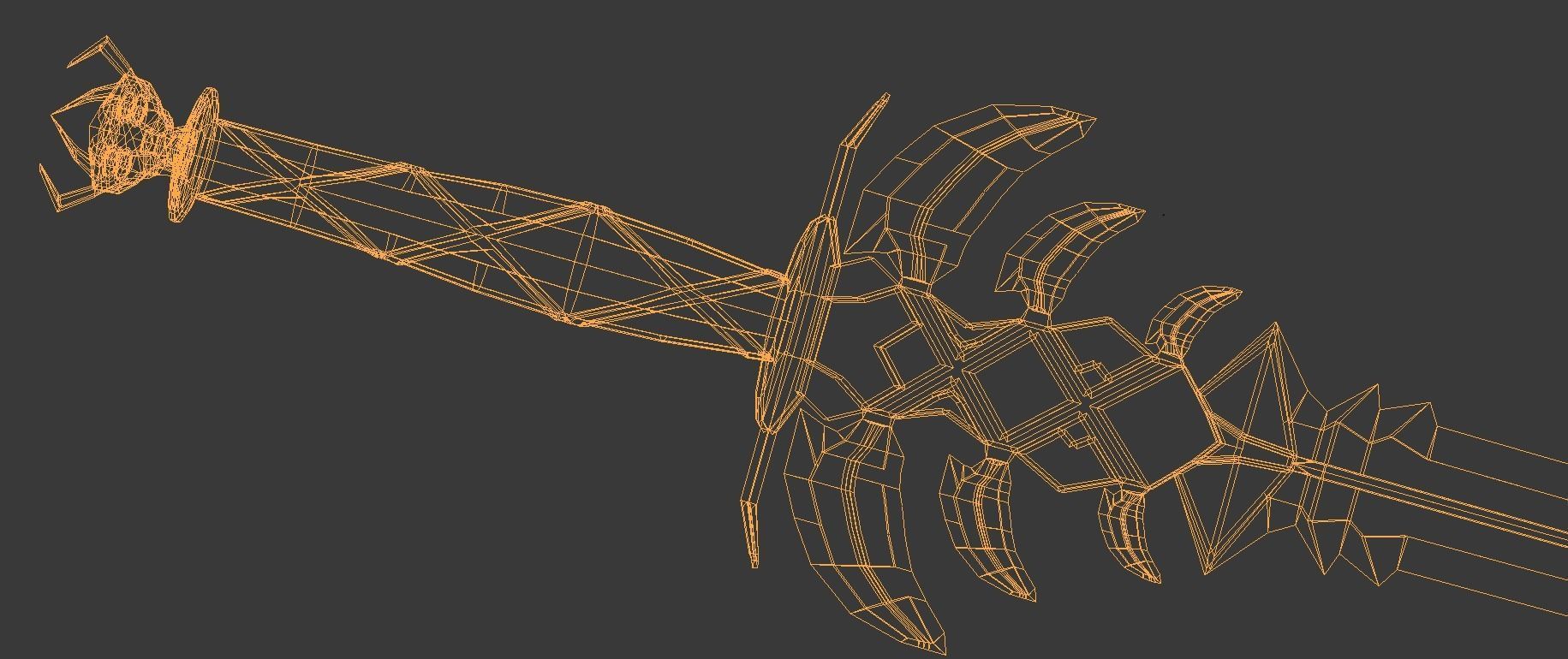 Two handed sword Low-poly 3D model_8