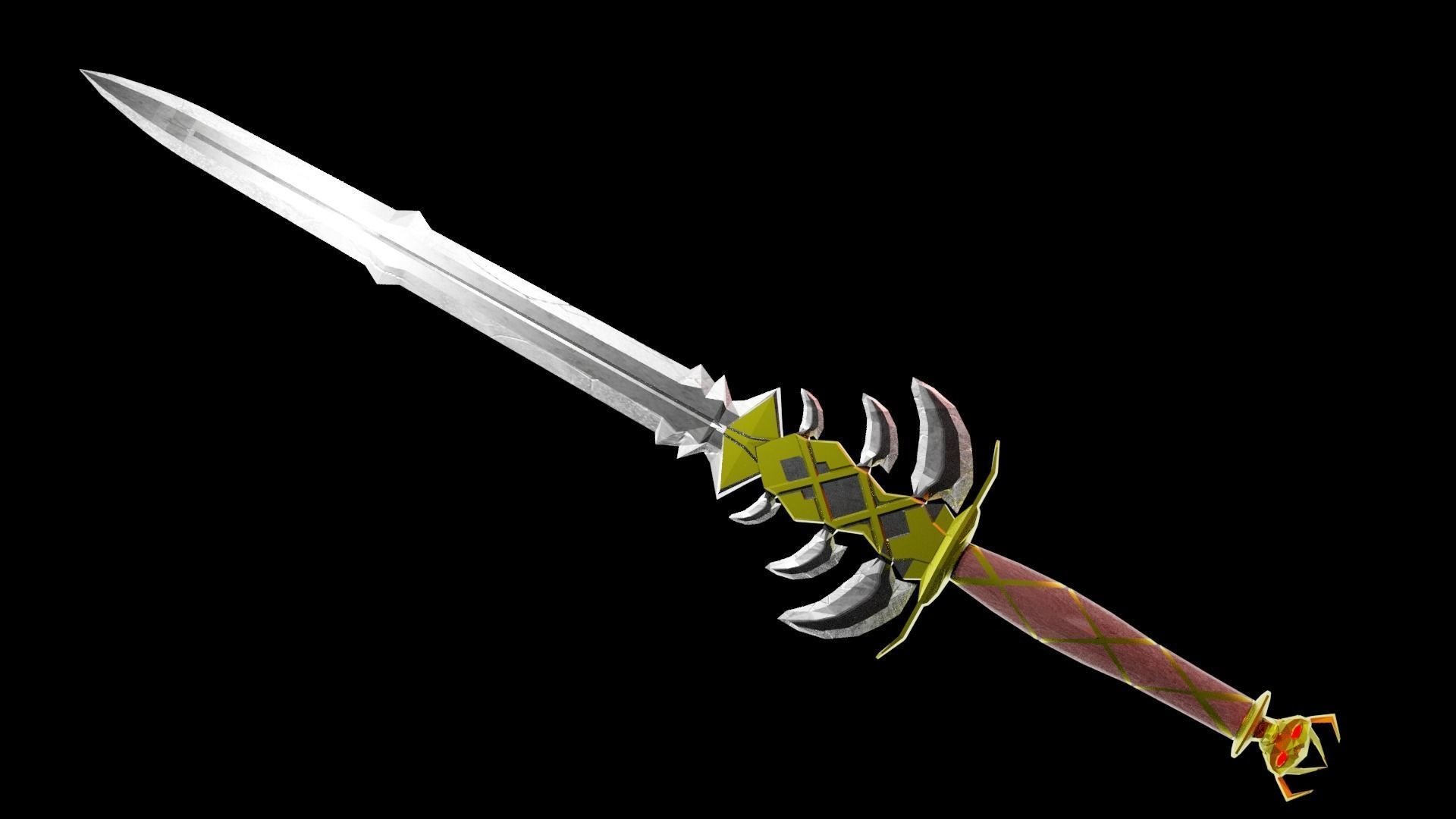Two handed sword Low-poly 3D model_5