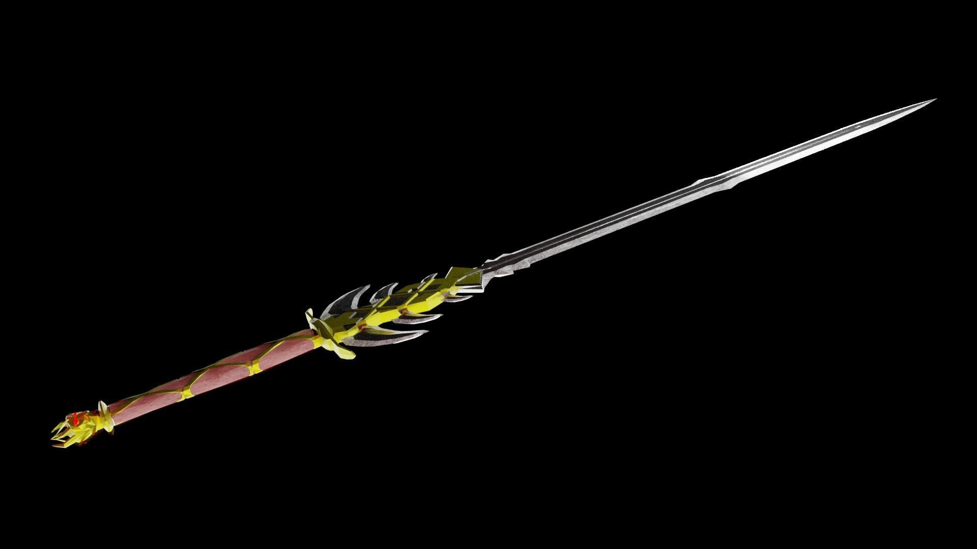 Two handed sword Low-poly 3D model_4