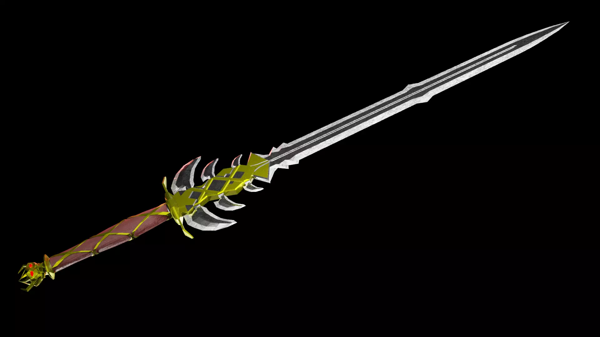 Two handed sword Low-poly 3D model_0