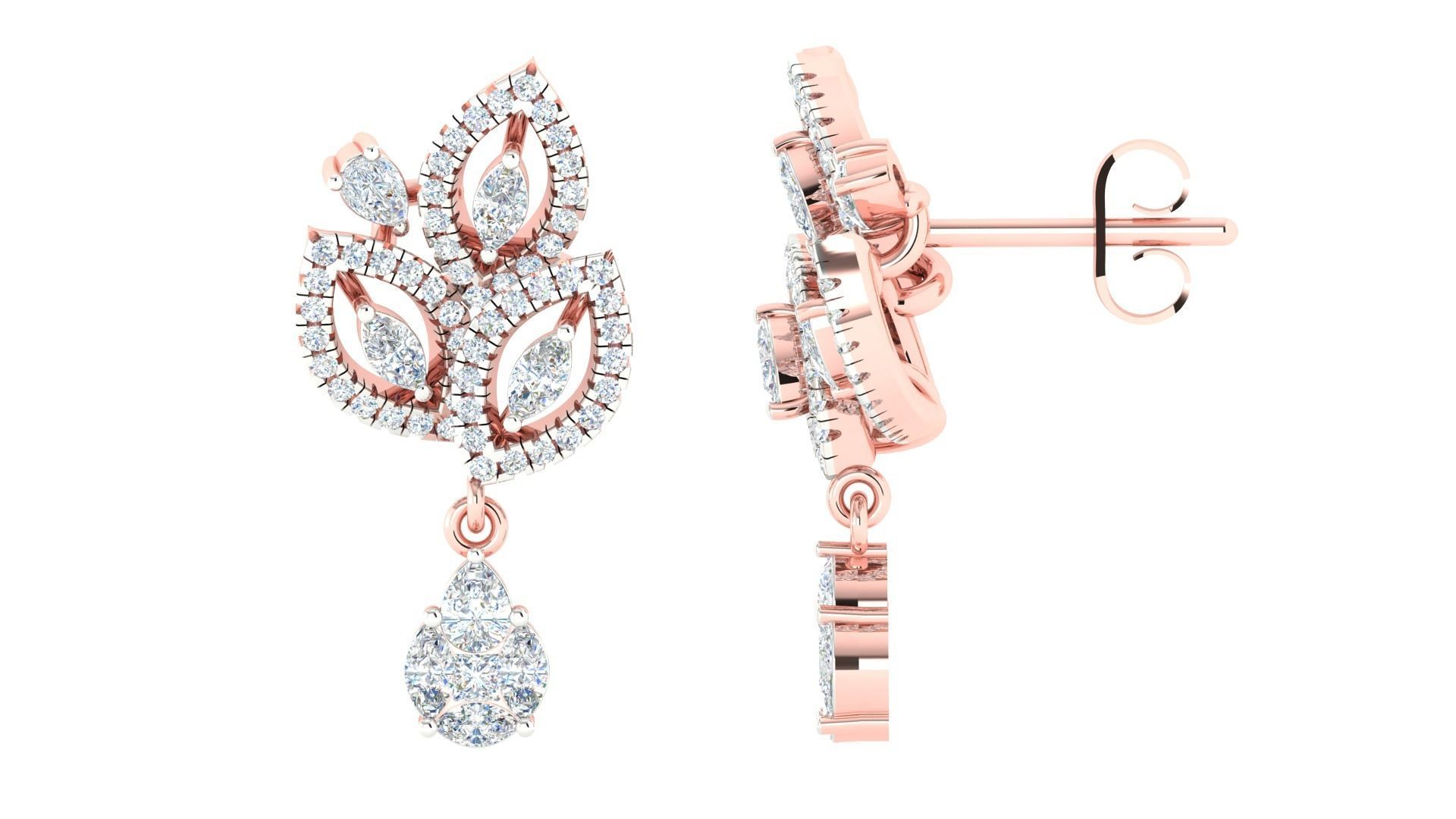 Women pendant earrings 3dm stl render detail 3D print model 3D print model_1