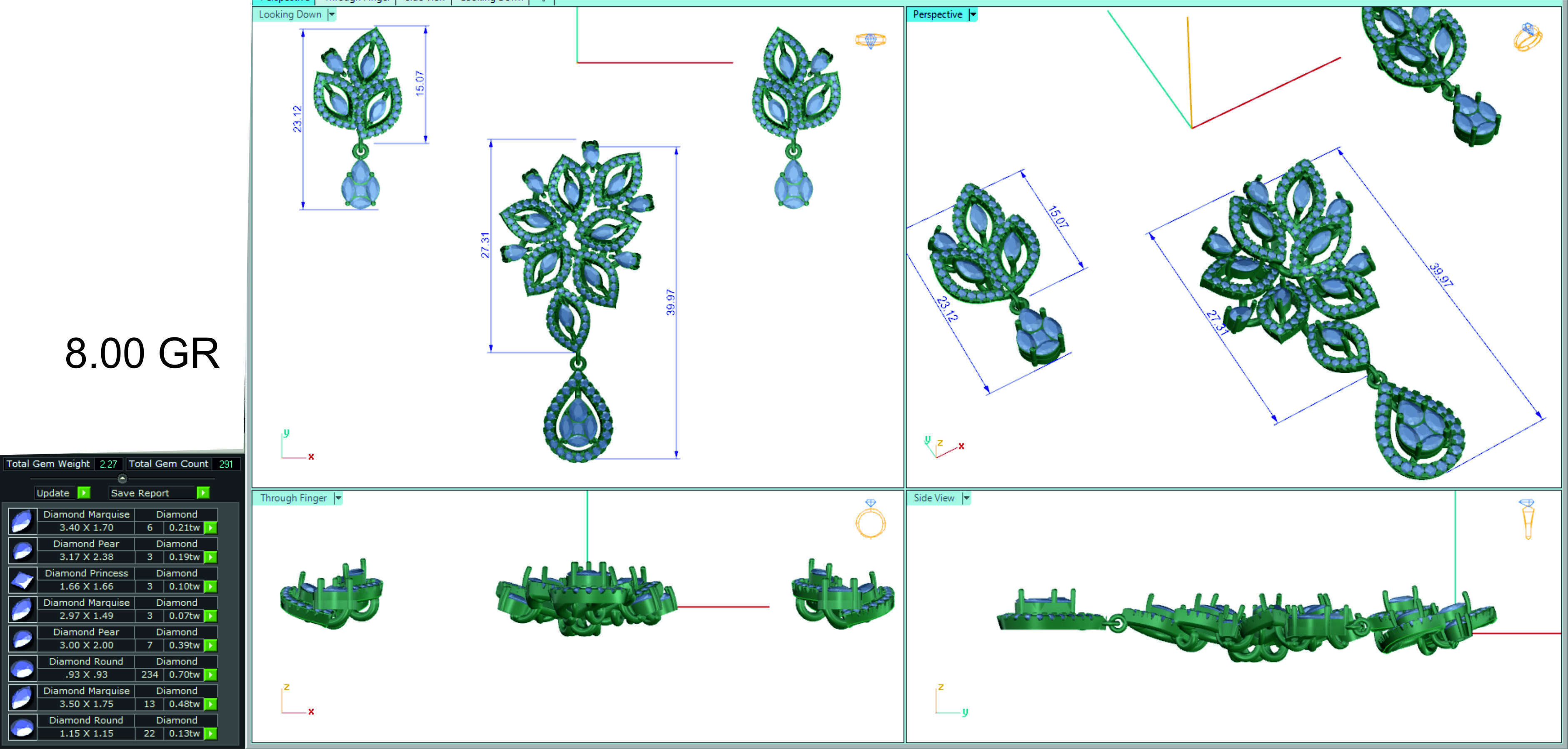 Women pendant earrings 3dm stl render detail 3D print model 3D print model_2