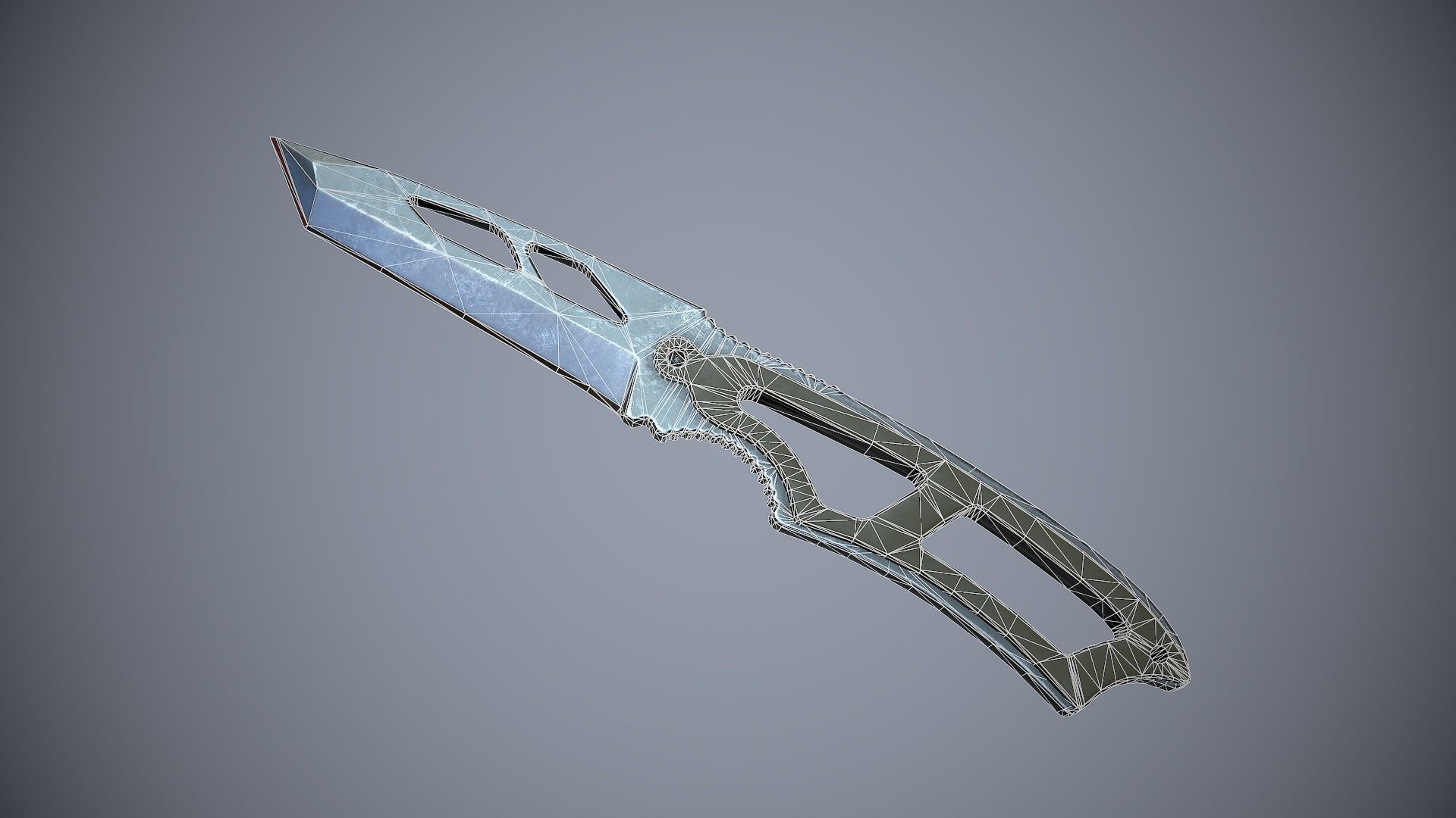Knife High Tech 2 Low-poly 3D model_1