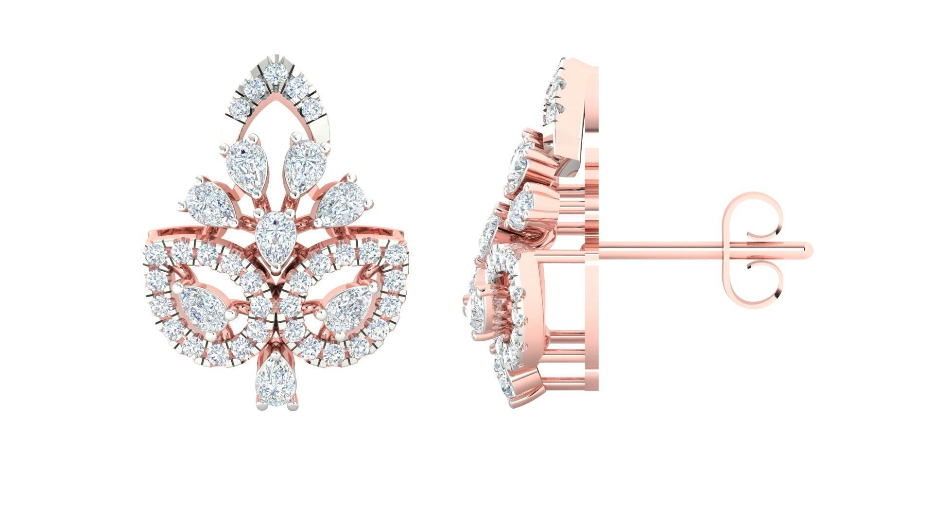 Women pendant earrings 3dm stl render detail 3D print model 3D print model_1