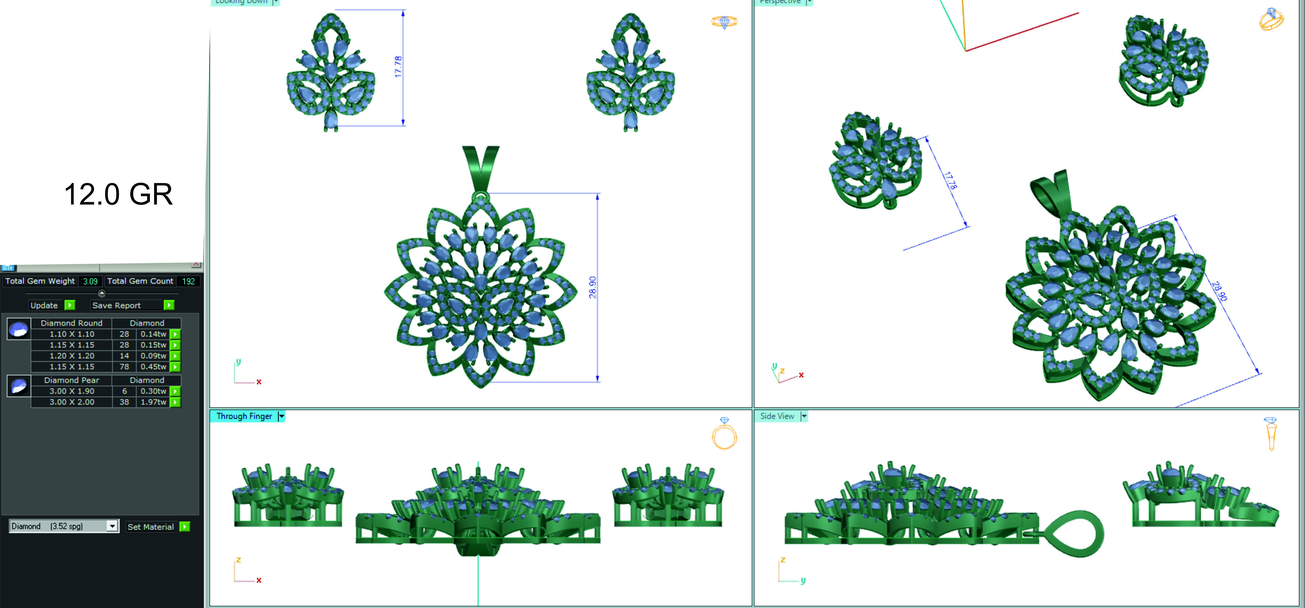 Women pendant earrings 3dm stl render detail 3D print model 3D print model_2