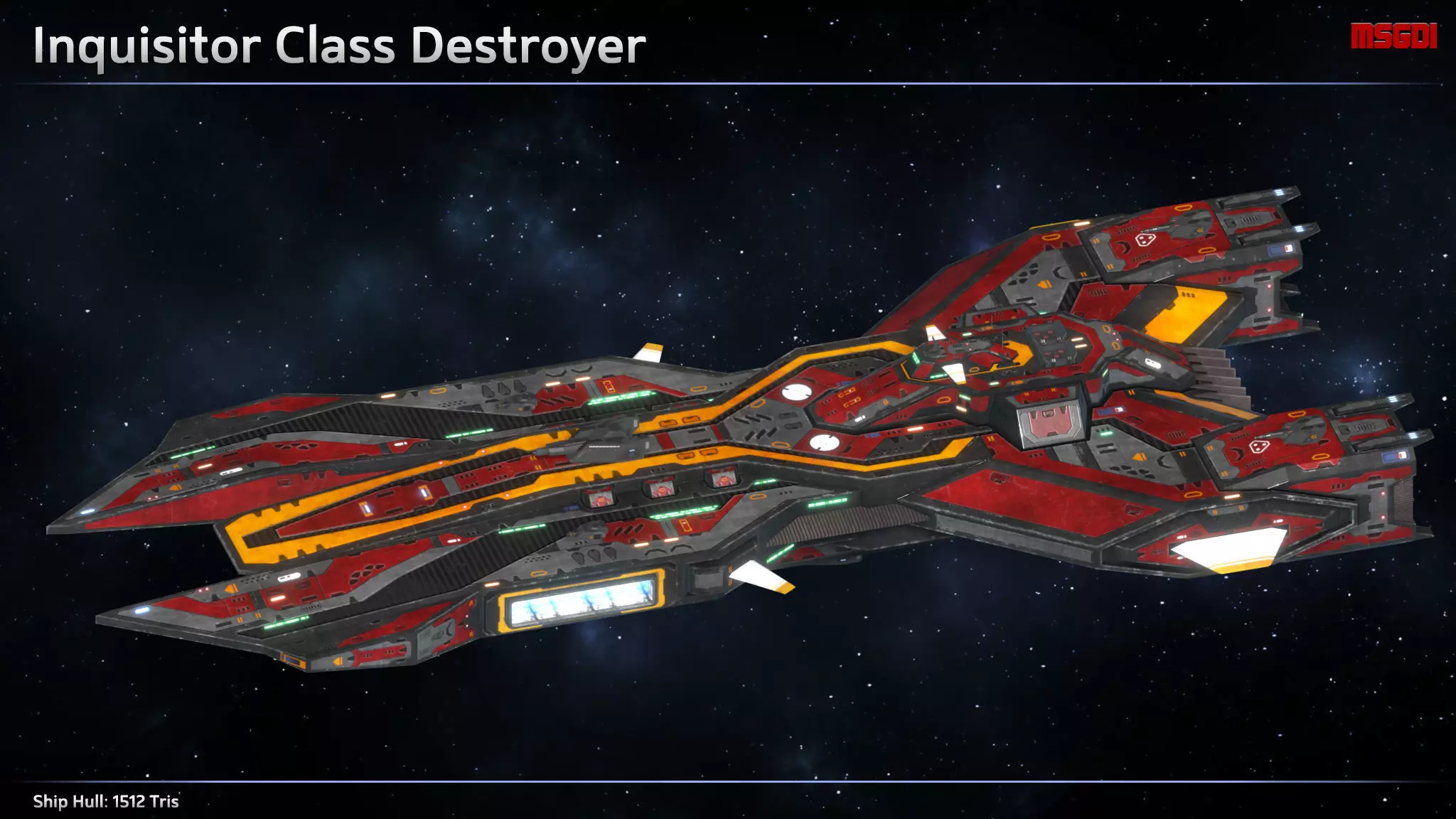 Spaceship Destroyer Inquisitor Low-poly 3D model_0