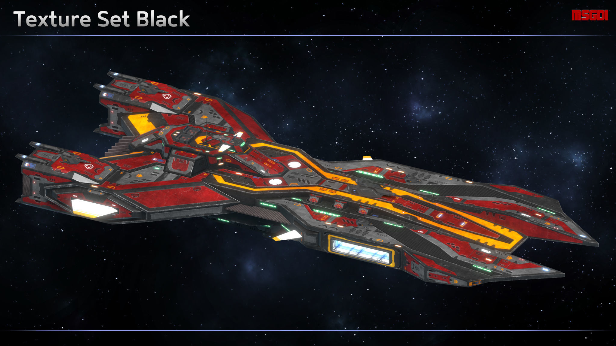 Spaceship Destroyer Inquisitor Low-poly 3D model_7