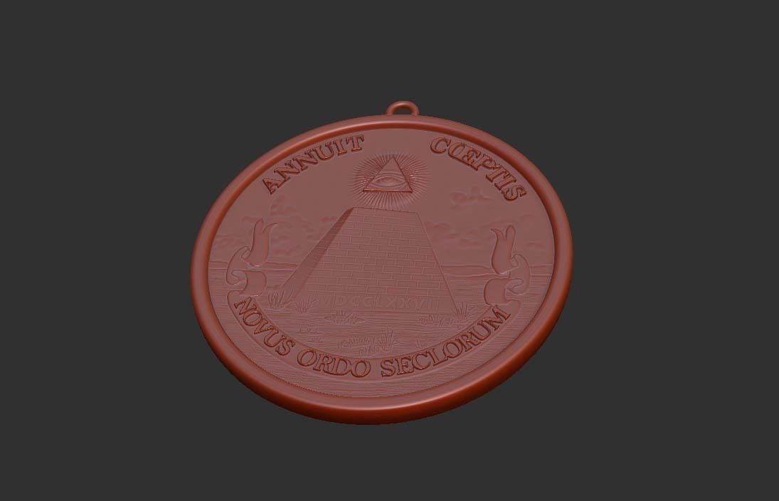US Great Seal Coin Pendant 3D model_11