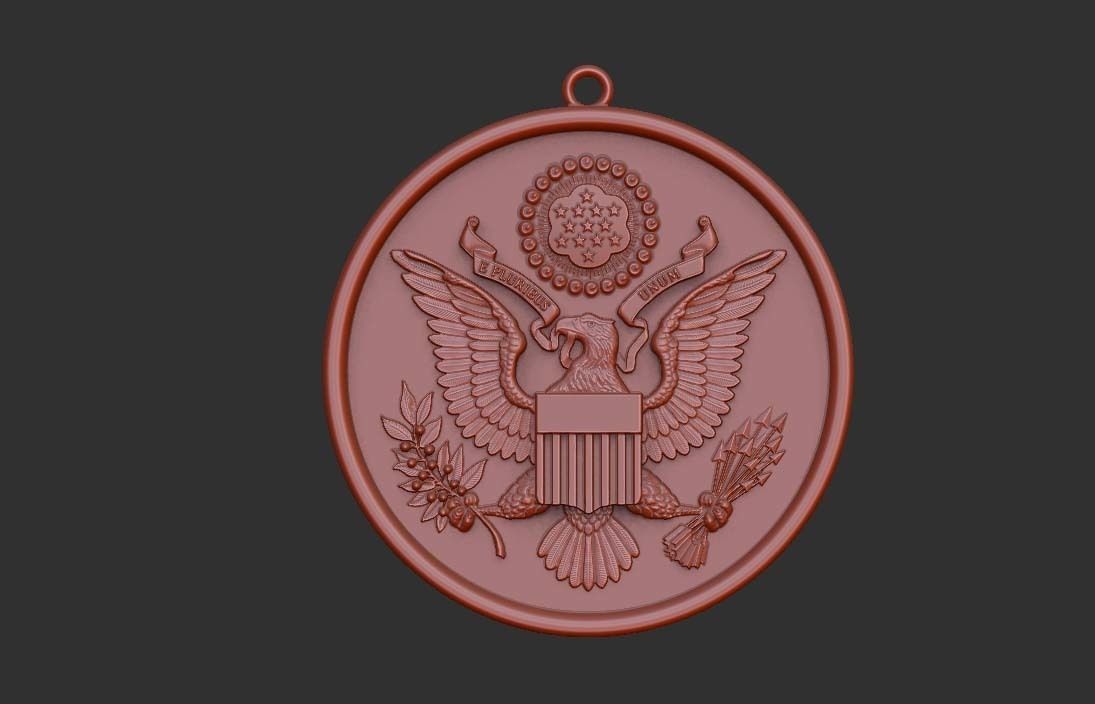 US Great Seal Coin Pendant 3D model_4