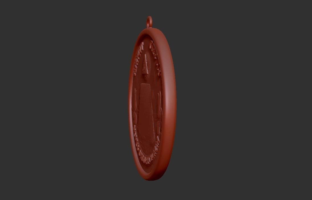 US Great Seal Coin Pendant 3D model_8
