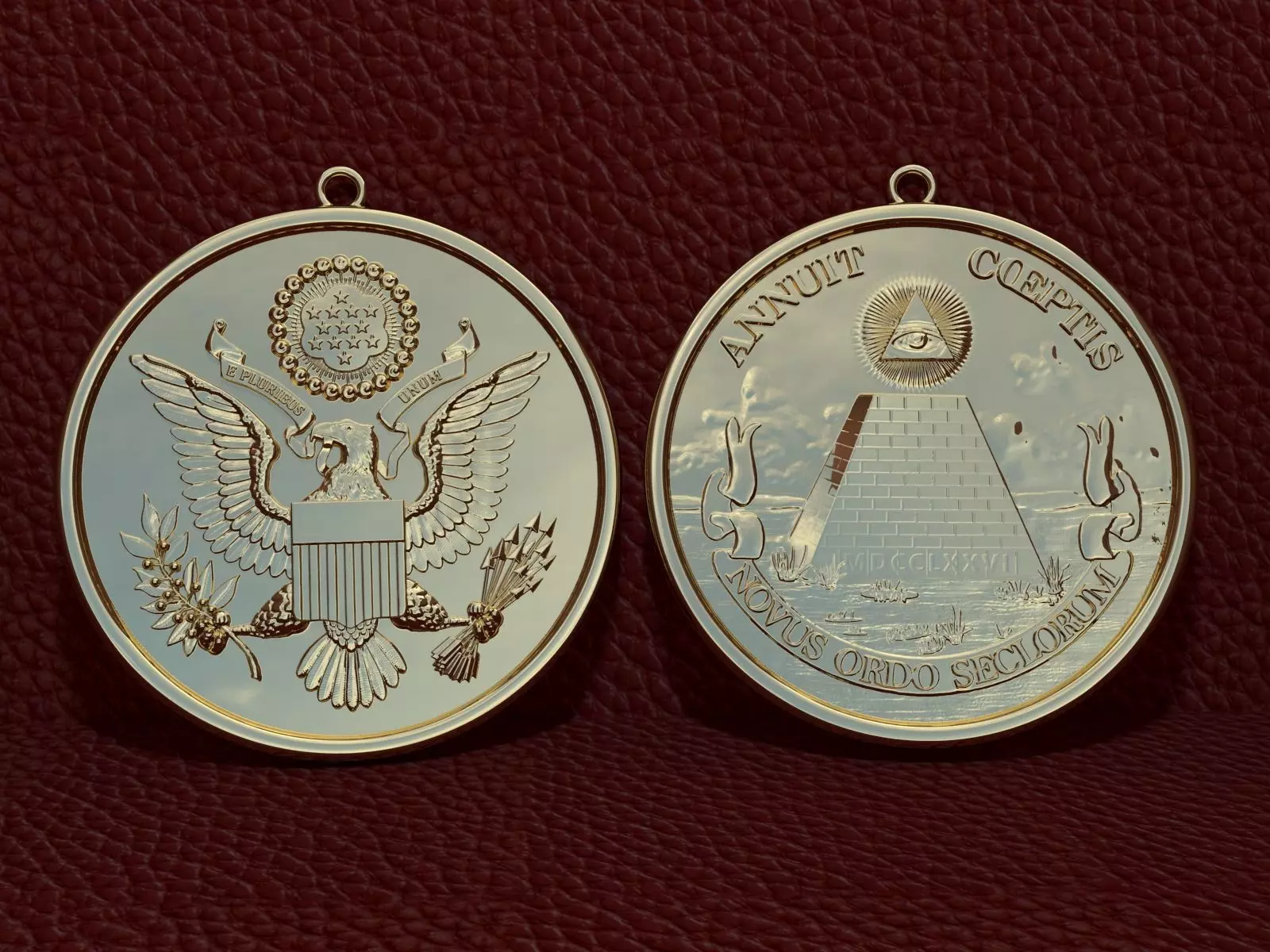 US Great Seal Coin Pendant 3D model_0