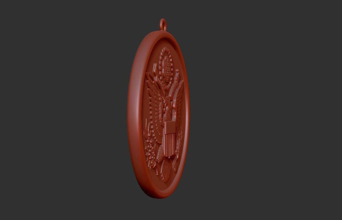 US Great Seal Coin Pendant 3D model_6