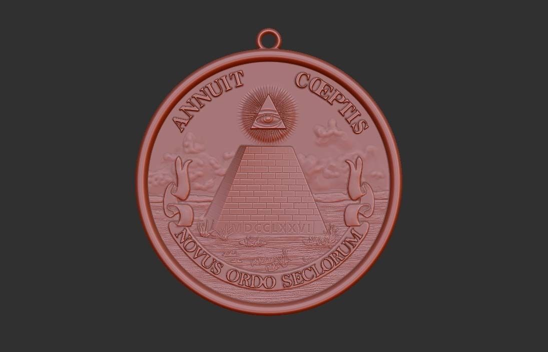 US Great Seal Coin Pendant 3D model_10