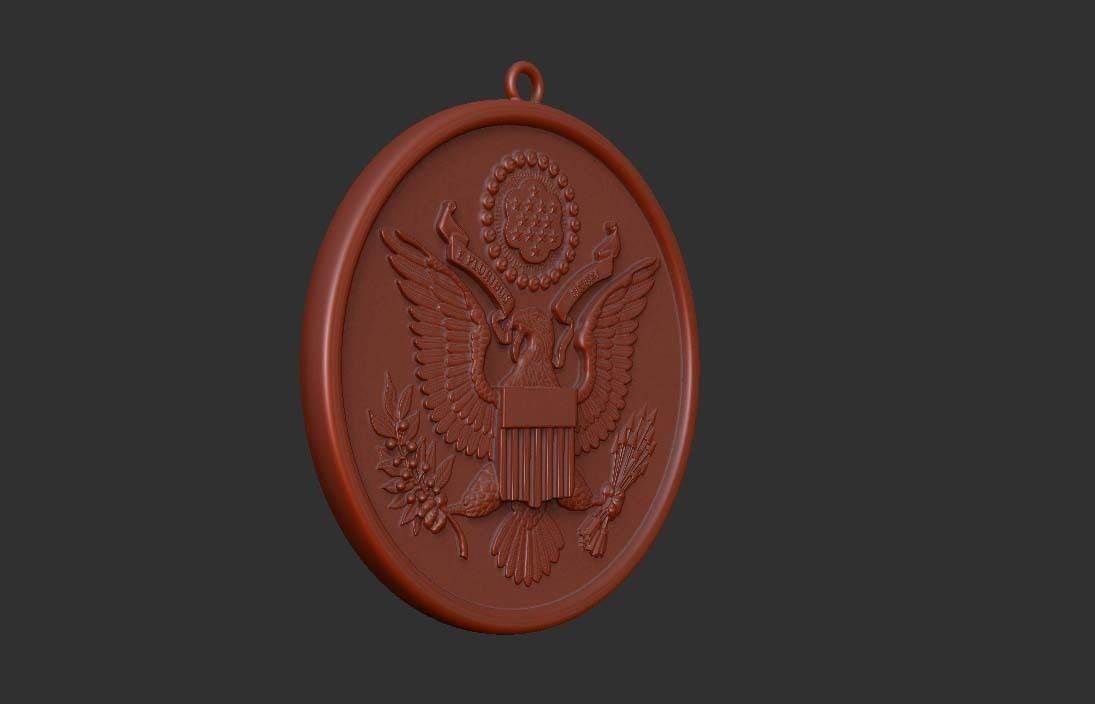 US Great Seal Coin Pendant 3D model_5